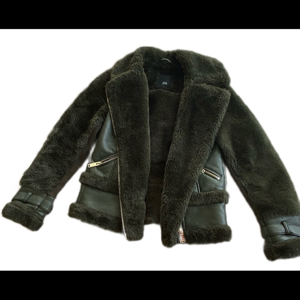 Faux leather and shearling jacket